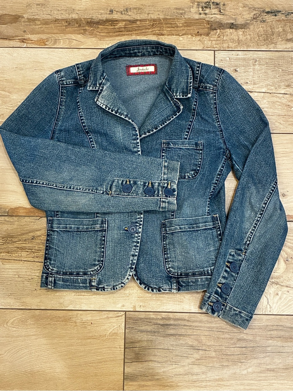 Jordache Medium Blue Denim Jacket with Patch Pockets